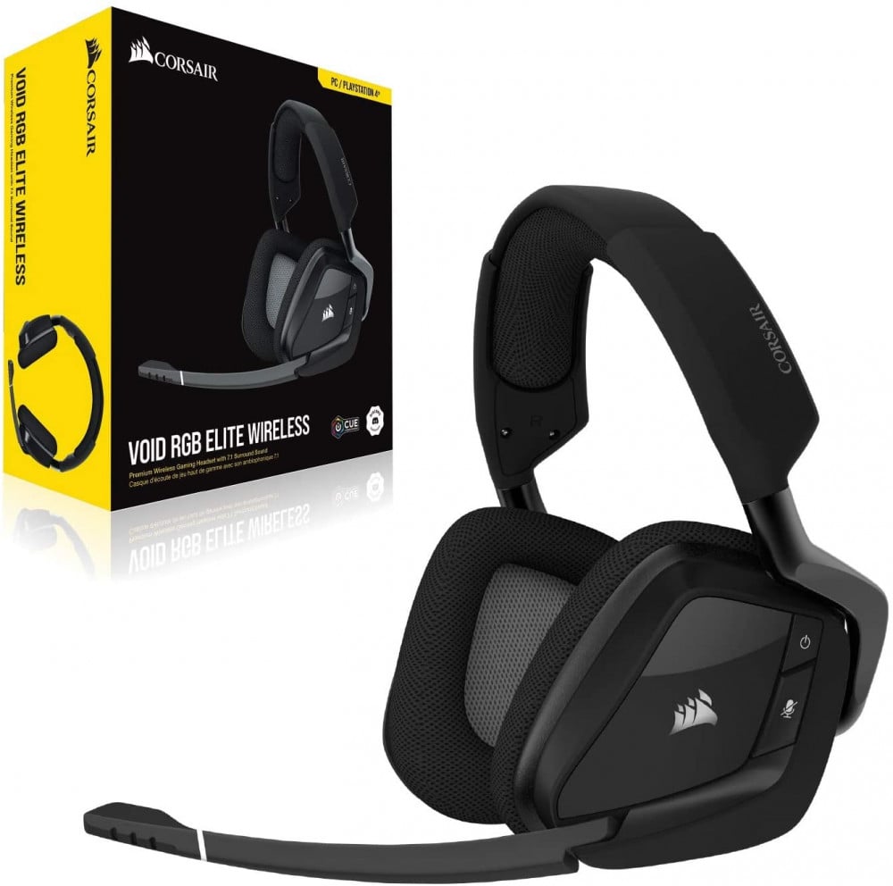 صورة سماعة كورسير - Corsair Void RGB Elite Wireless Premium Gaming Headset with 7.1 Surround Sound - Discord Certified - Works with PC, PS5 and PS4 - Carbon (CA-9011201-NA) رقم 4