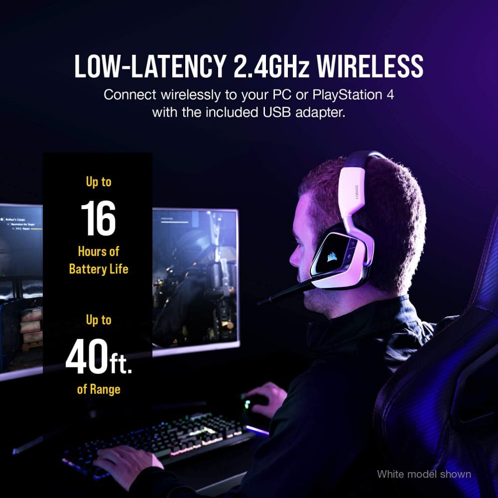 صورة سماعة كورسير - Corsair Void RGB Elite Wireless Premium Gaming Headset with 7.1 Surround Sound - Discord Certified - Works with PC, PS5 and PS4 - Carbon (CA-9011201-NA) رقم 10