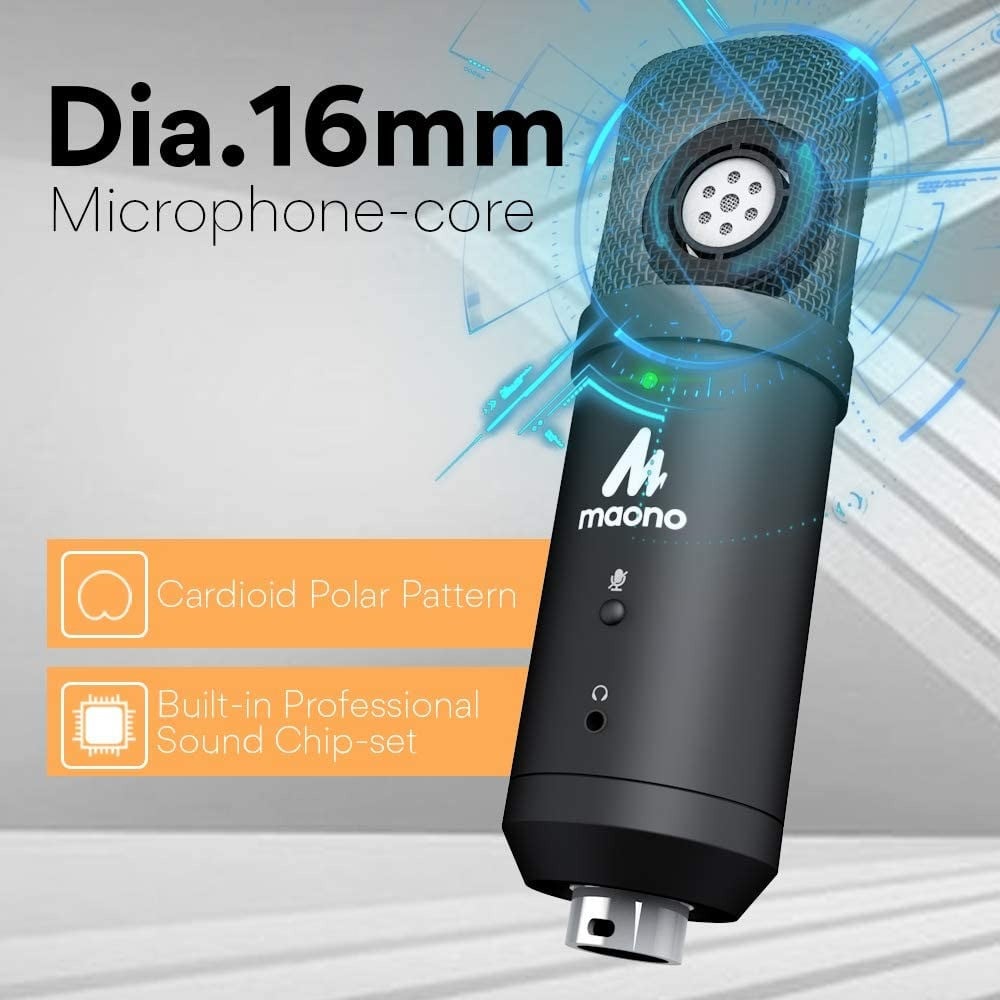 صورة مايكروفون ماونو - USB Microphone 192KHz/24Bit Zero Latency Monitoring MAONO AU-PM401 USB Computer Condenser Cardioid Mic with Mute Button for Podcasting, Gaming, YouTube, Streaming, Recordin رقم 2