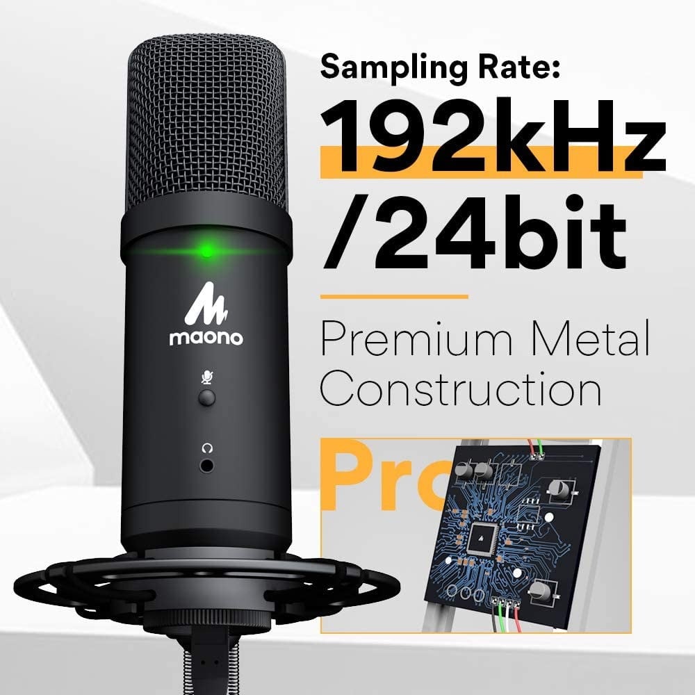 صورة مايكروفون ماونو - USB Microphone 192KHz/24Bit Zero Latency Monitoring MAONO AU-PM401 USB Computer Condenser Cardioid Mic with Mute Button for Podcasting, Gaming, YouTube, Streaming, Recordin رقم 3