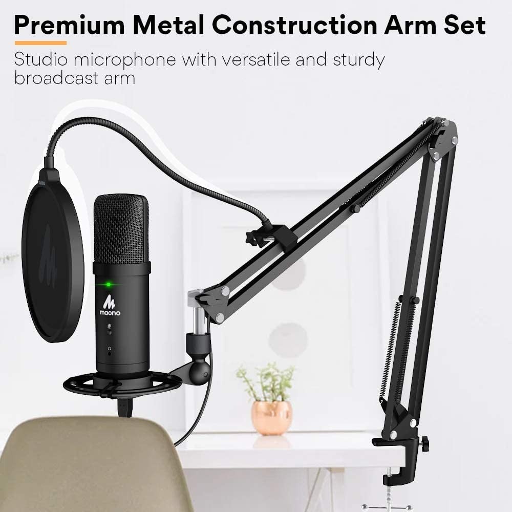 صورة مايكروفون ماونو - USB Microphone 192KHz/24Bit Zero Latency Monitoring MAONO AU-PM401 USB Computer Condenser Cardioid Mic with Mute Button for Podcasting, Gaming, YouTube, Streaming, Recordin رقم 4