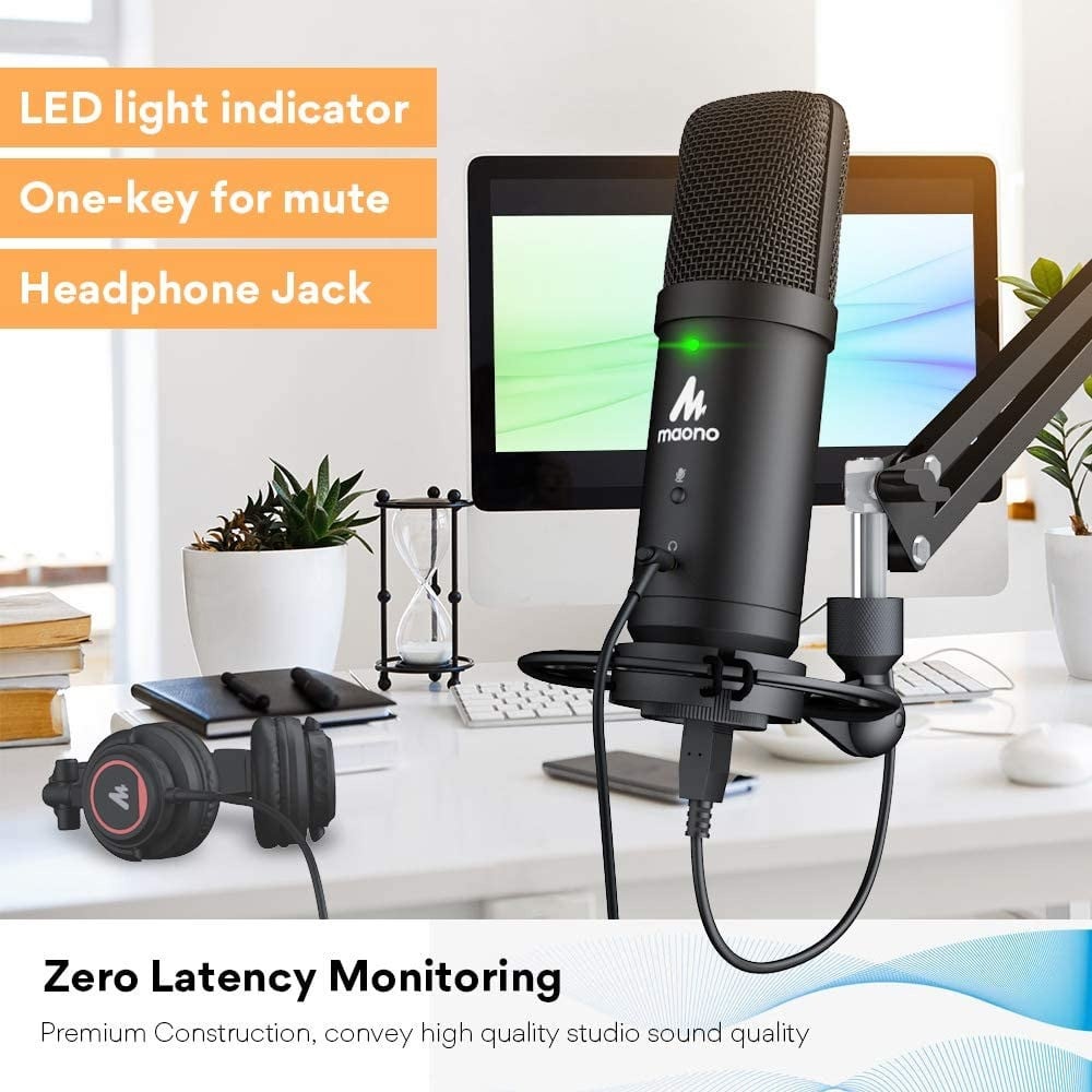 صورة مايكروفون ماونو - USB Microphone 192KHz/24Bit Zero Latency Monitoring MAONO AU-PM401 USB Computer Condenser Cardioid Mic with Mute Button for Podcasting, Gaming, YouTube, Streaming, Recordin رقم 5