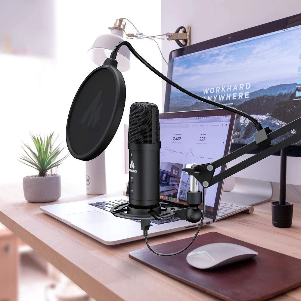 صورة مايكروفون ماونو - USB Microphone 192KHz/24Bit Zero Latency Monitoring MAONO AU-PM401 USB Computer Condenser Cardioid Mic with Mute Button for Podcasting, Gaming, YouTube, Streaming, Recordin رقم 7
