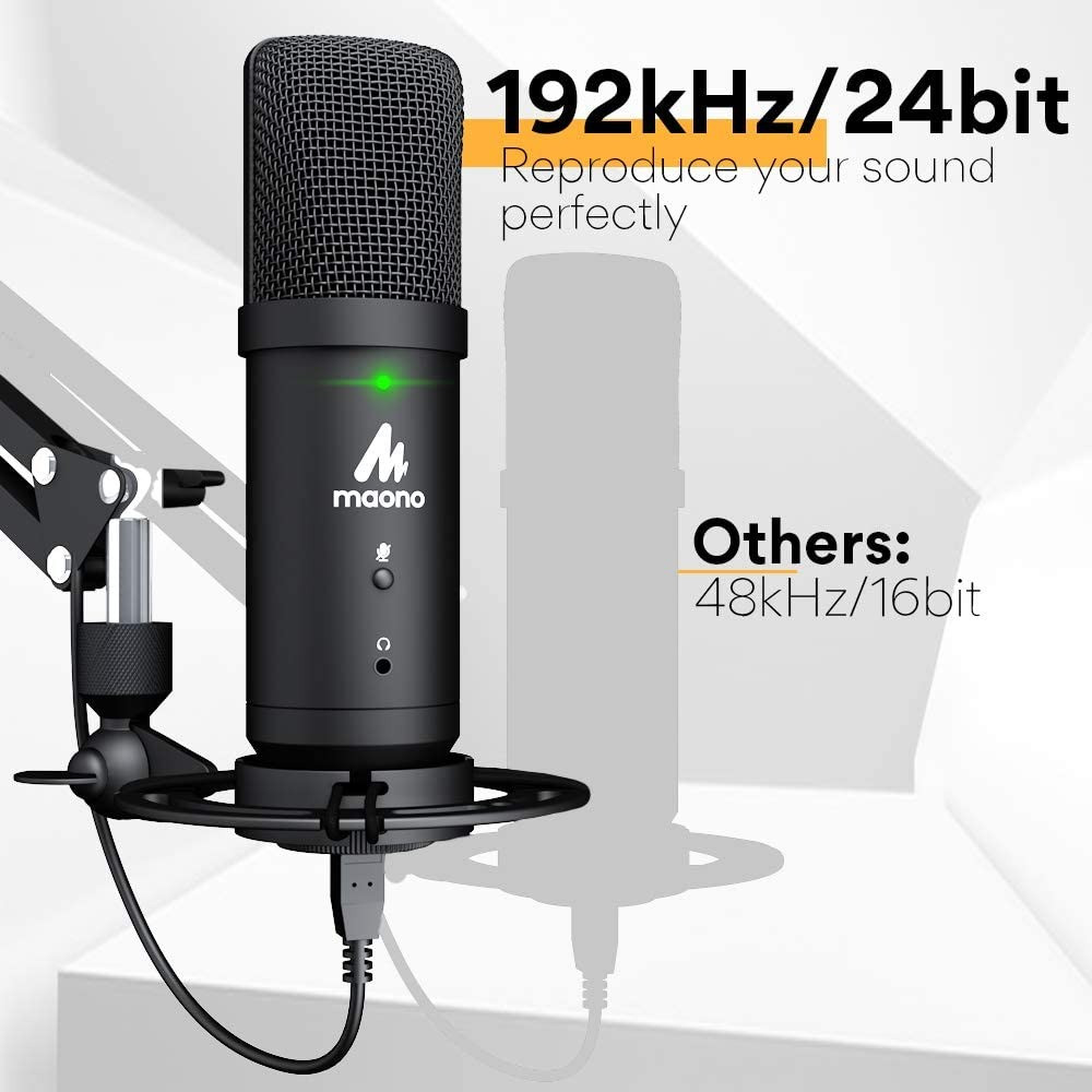 صورة مايكروفون ماونو - USB Microphone 192KHz/24Bit Zero Latency Monitoring MAONO AU-PM401 USB Computer Condenser Cardioid Mic with Mute Button for Podcasting, Gaming, YouTube, Streaming, Recordin رقم 10