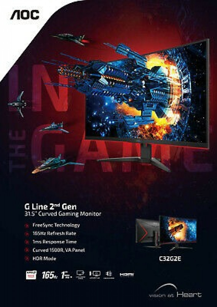 صورة شاشة اوك 165 هيرتز 31.5 إنش - AOC 31.5" C32G2E 1ms 165Hz Full HD FreeSync Curved Monitor رقم 3