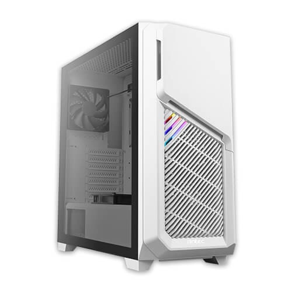 صورة Antec DP502 Flux White Mid Tower 2 X USB 3.0 Tempered Glass Side Window Panel White Case with RGB LED Lighting