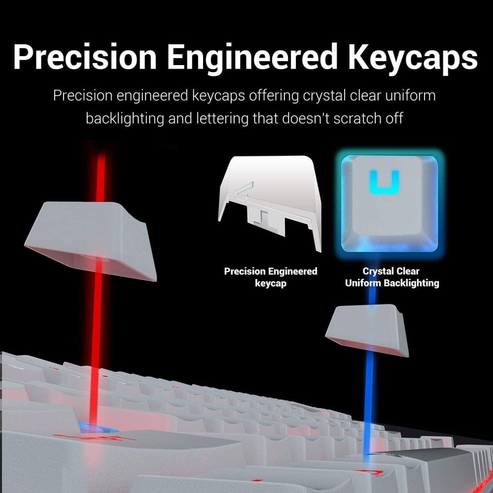صورة Redragon K552 Mechanical Gaming Keyboard 60% Compact 87 Key Kumara Wired Cherry MX Blue Switches Equivalent for Windows PC Gamers (RGB Backlit White) رقم 2