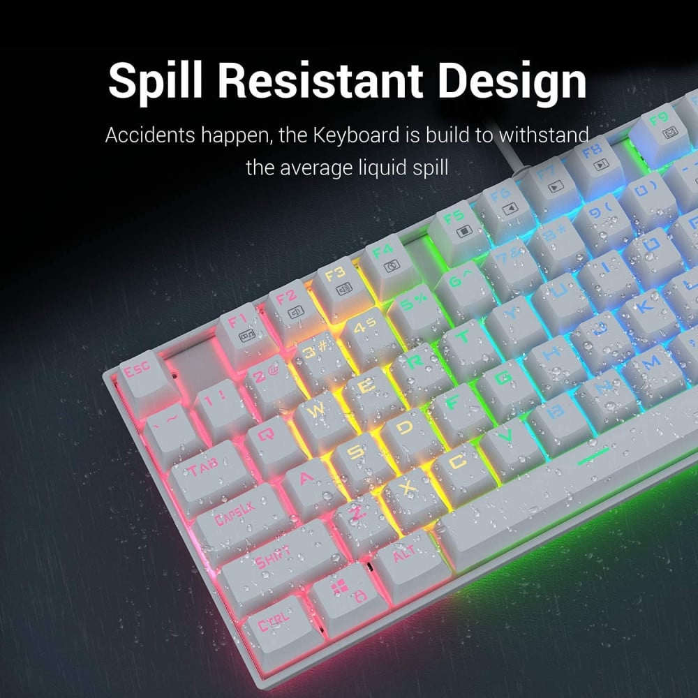 صورة Redragon K552 Mechanical Gaming Keyboard 60% Compact 87 Key Kumara Wired Cherry MX Blue Switches Equivalent for Windows PC Gamers (RGB Backlit White) رقم 7