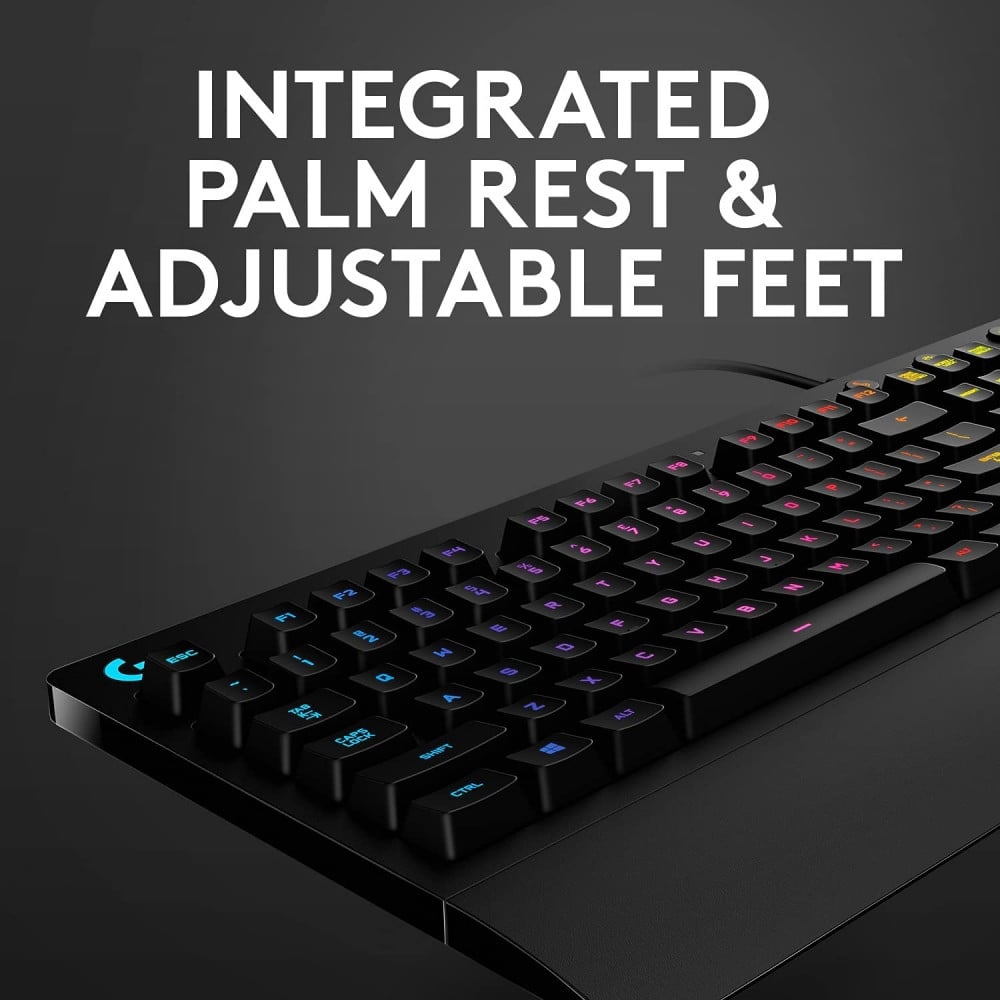 صورة Logitech G213 Prodigy Gaming Keyboard, RGB Lightsync Backlit Keys, Spill-Resistant, Customizable Keys, Dedicated Multi-Media Keys, QWERTY US International Layout - Black رقم 4
