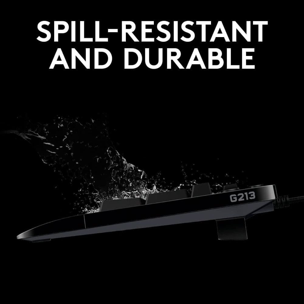 صورة Logitech G213 Prodigy Gaming Keyboard, RGB Lightsync Backlit Keys, Spill-Resistant, Customizable Keys, Dedicated Multi-Media Keys, QWERTY US International Layout - Black رقم 5