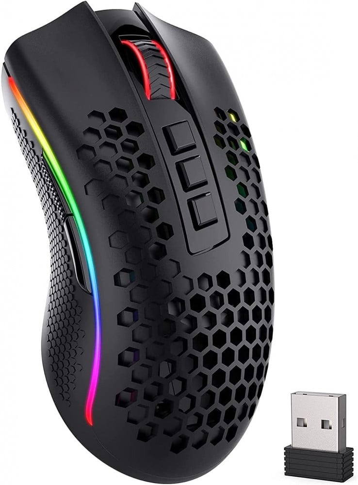 صورة Redragon M808 Storm Pro Wireless Gaming Mouse, RGB Honeycomb Form - 16,000 DPI Optical Sensor - 7 Programmable Buttons - Precise Registration رقم 4