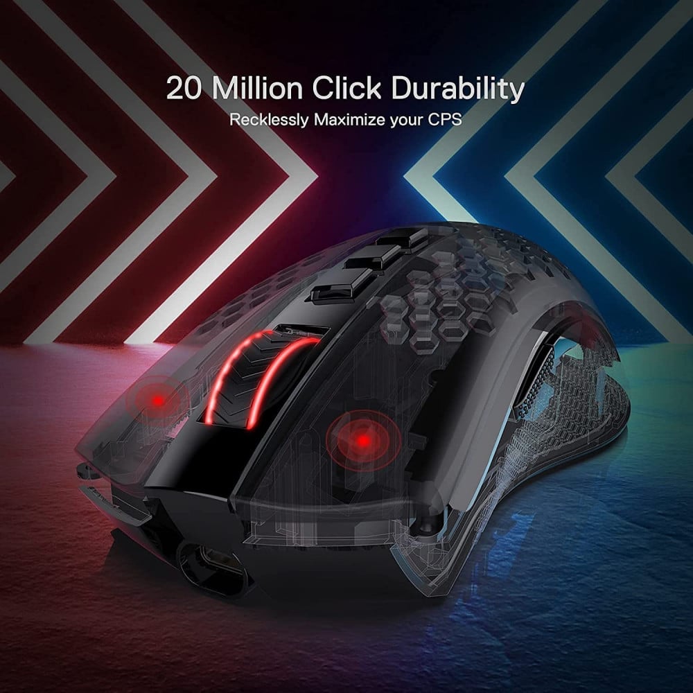 صورة Redragon M808 Storm Pro Wireless Gaming Mouse, RGB Honeycomb Form - 16,000 DPI Optical Sensor - 7 Programmable Buttons - Precise Registration رقم 9