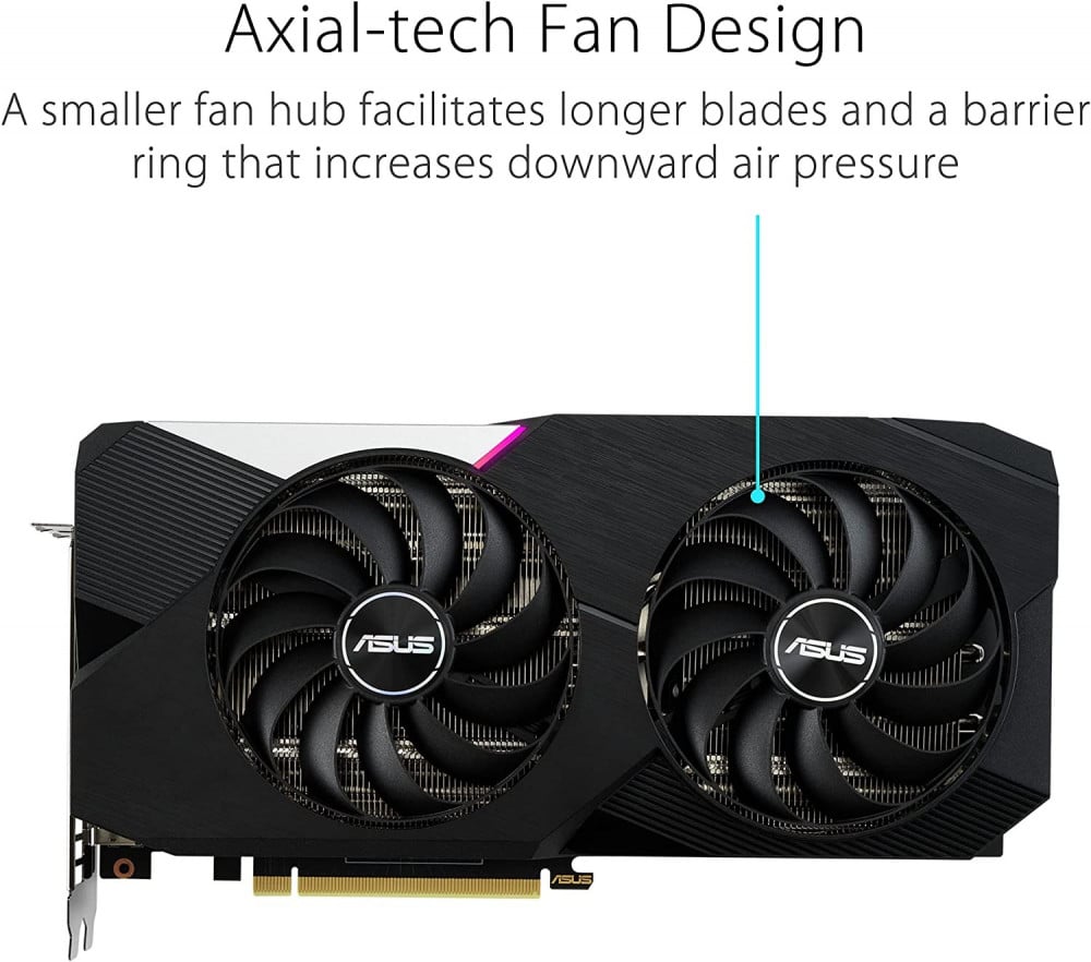 صورة ASUS Dual NVIDIA GeForce RTX 3060 Ti V2 OC Edition Gaming Graphics Card (PCIe 4.0, 8GB GDDR6 Memory, LHR, HDMI 2.1, DisplayPort 1.4a, Axial-tech Fan Design, Dual BIOS, Protective Backplate) رقم 6