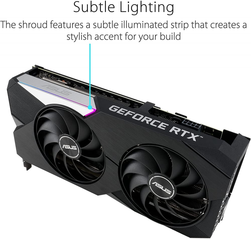 صورة ASUS Dual NVIDIA GeForce RTX 3060 Ti V2 OC Edition Gaming Graphics Card (PCIe 4.0, 8GB GDDR6 Memory, LHR, HDMI 2.1, DisplayPort 1.4a, Axial-tech Fan Design, Dual BIOS, Protective Backplate)