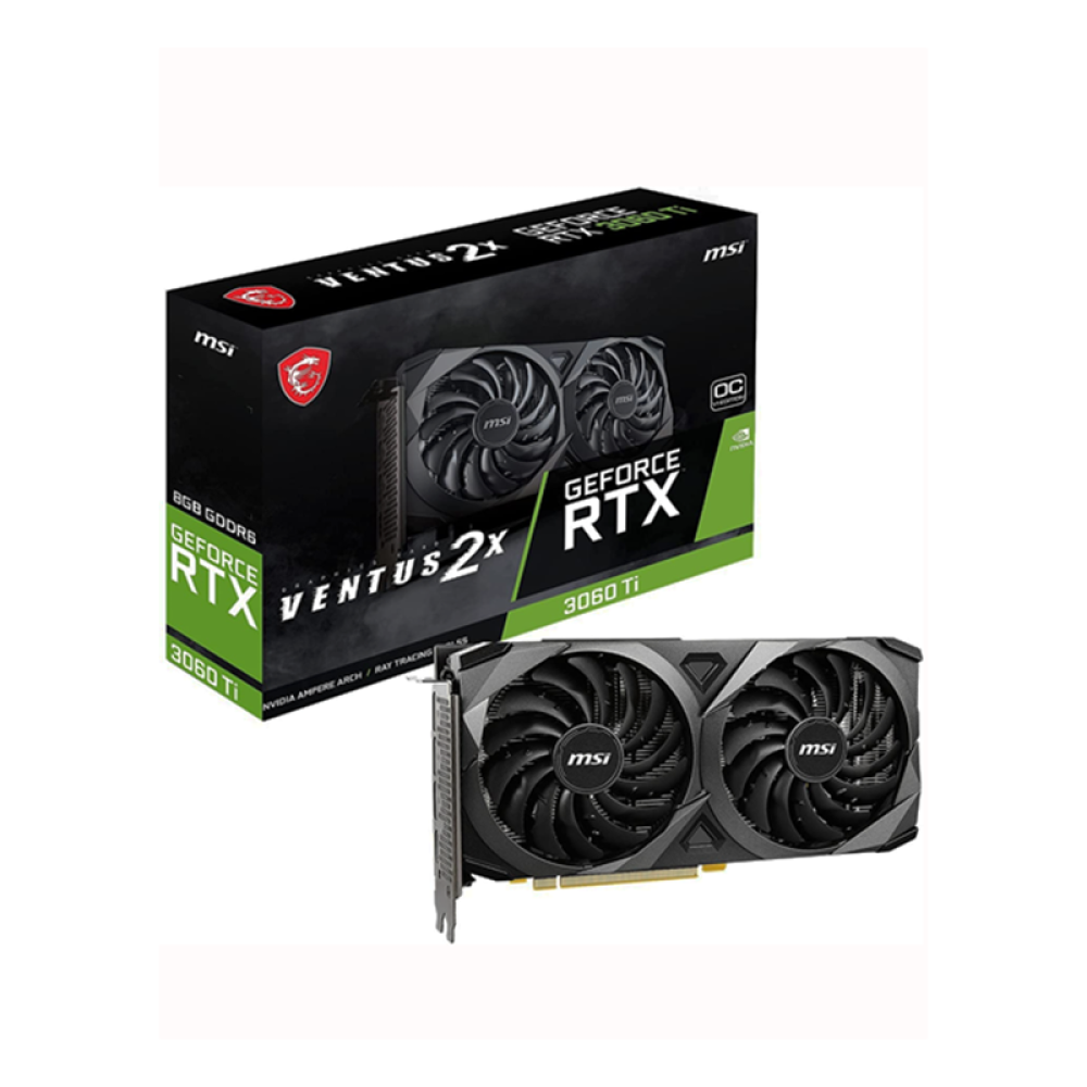 صورة MSI Gaming GeForce RTX 3060 Ti LHR 8GB GDRR6 256-Bit HDMI/DP Nvlink Torx Fan 3 Ampere Architecture OC Graphics Card (RTX 3060 Ti Ventus 2X 8G OCV1 LHR)