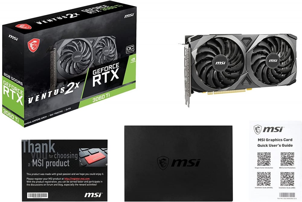 صورة MSI Gaming GeForce RTX 3060 Ti LHR 8GB GDRR6 256-Bit HDMI/DP Nvlink Torx Fan 3 Ampere Architecture OC Graphics Card (RTX 3060 Ti Ventus 2X 8G OCV1 LHR) رقم 5