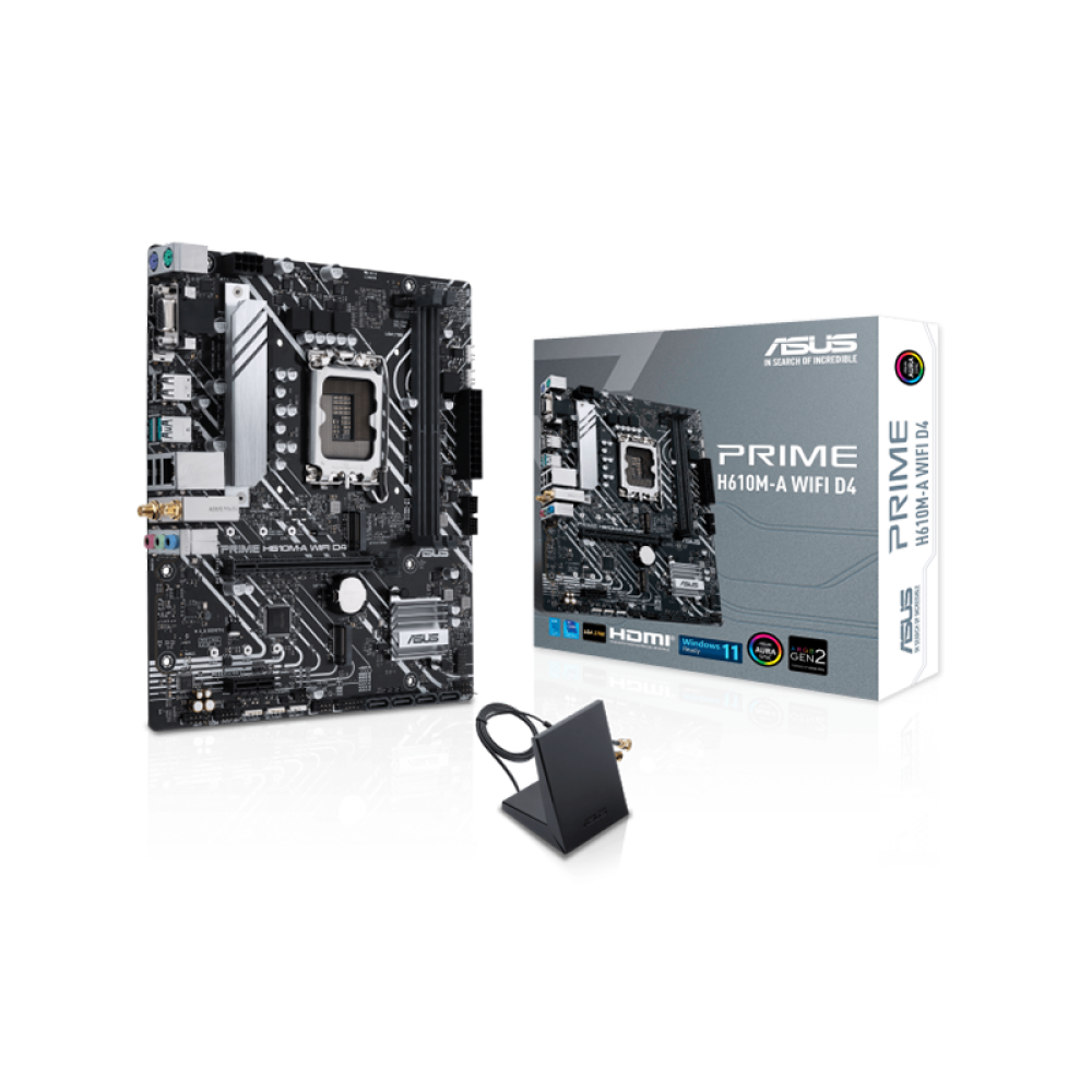 صورة لوحة أم ASUS PRIME H610M-A WIFI D4 – أداء قوي ودعم Wi-Fi لمعالجات Intel LGA 1700