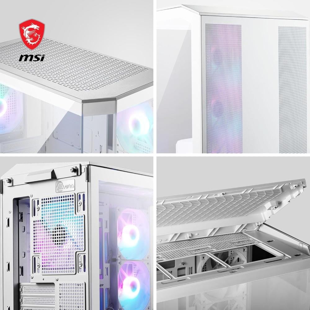 صورة MSI MAG PANO M100R PZ White – صندوق ألعاب Micro-ATX بتصميم بانورامي و4 مراوح ARGB رقم 2