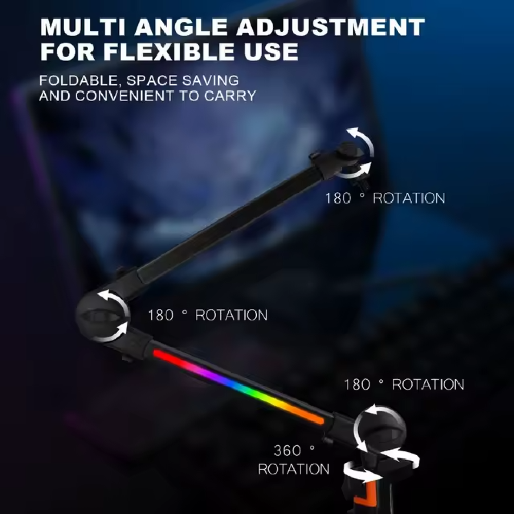 صورة حامل مايك - اسود RGB - بزراع مثبت علي المكتب 360 درجه رقم 2