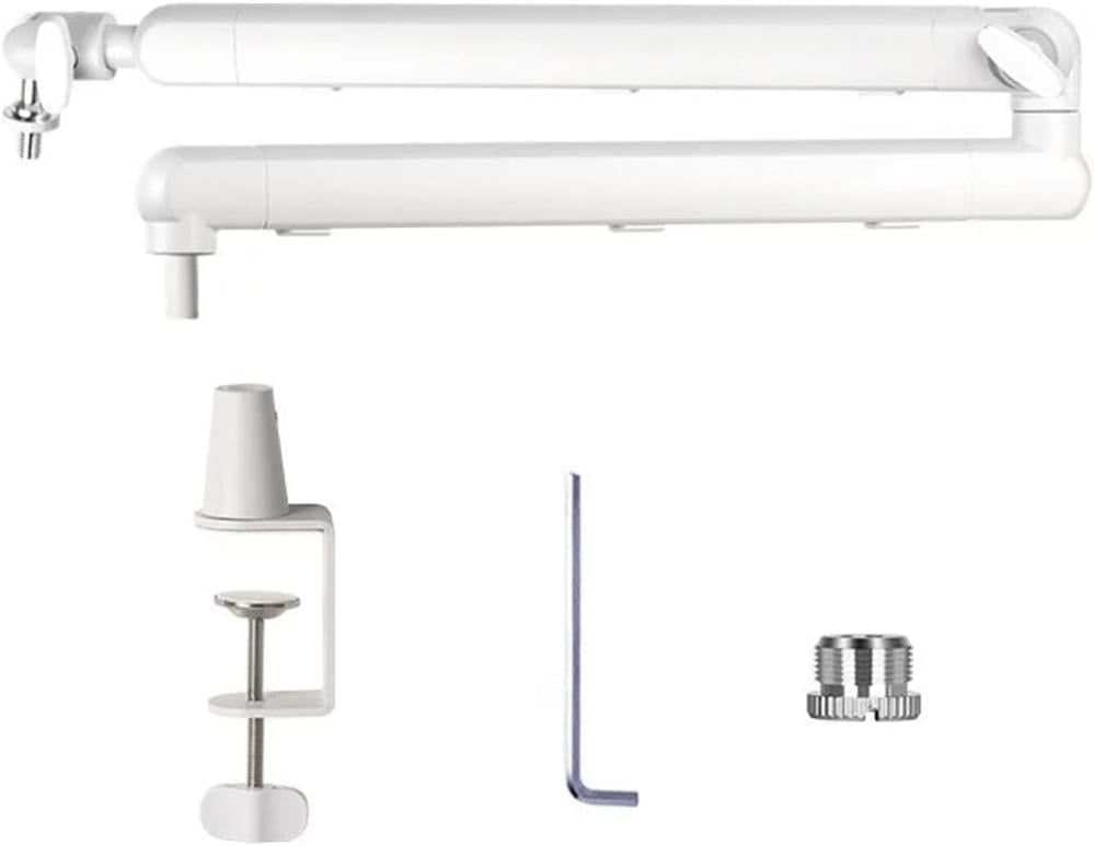 صورة ذراع مايك مكتبي صغير 360° أبيض مع إدارة كابلات وثبات عالي للبث | Microphone Desk Arm Stand White رقم 6