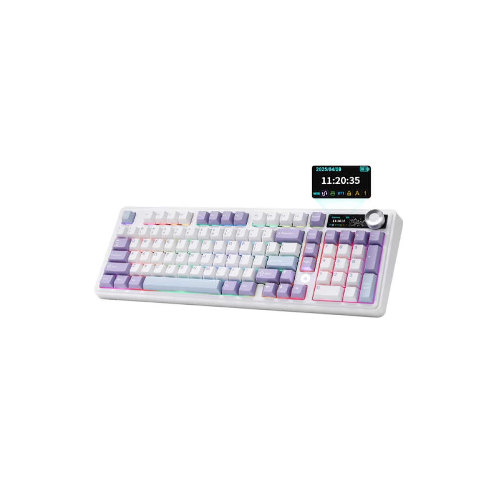 صورة كيبورد AJAZZ AK980 White ميكانيكي RGB بثلاثة أوضاع اتصال | AJAZZ AK980 White Mechanical Keyboard RGB